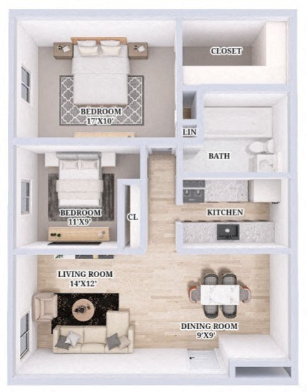 a floor plan of a house with a bedroom and a living room